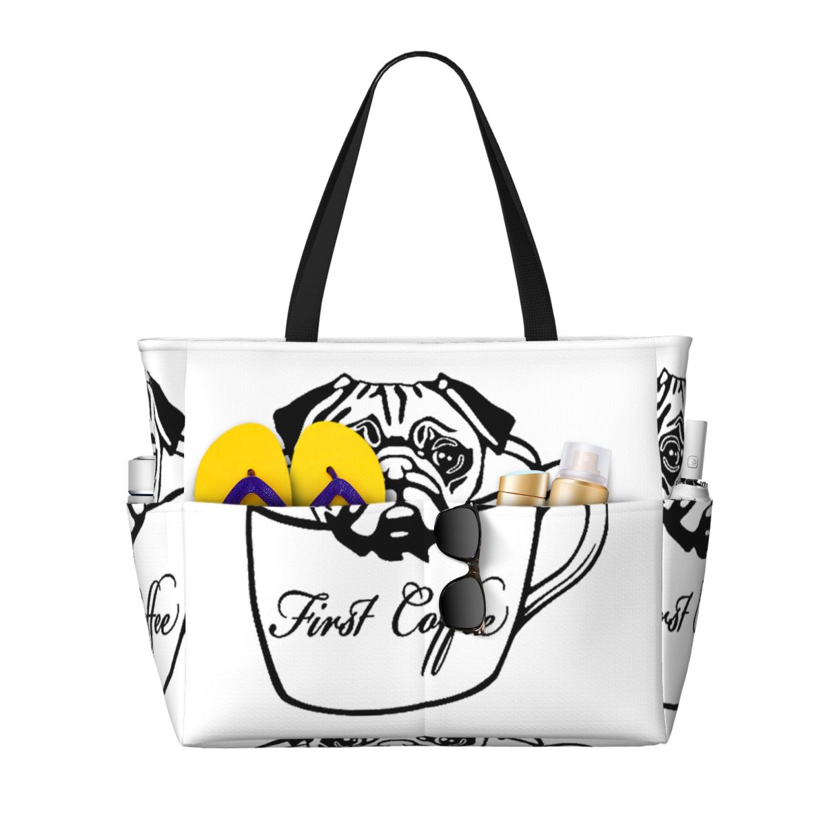 Yoga Fitness First - Bolso de mano Pug First Coffee