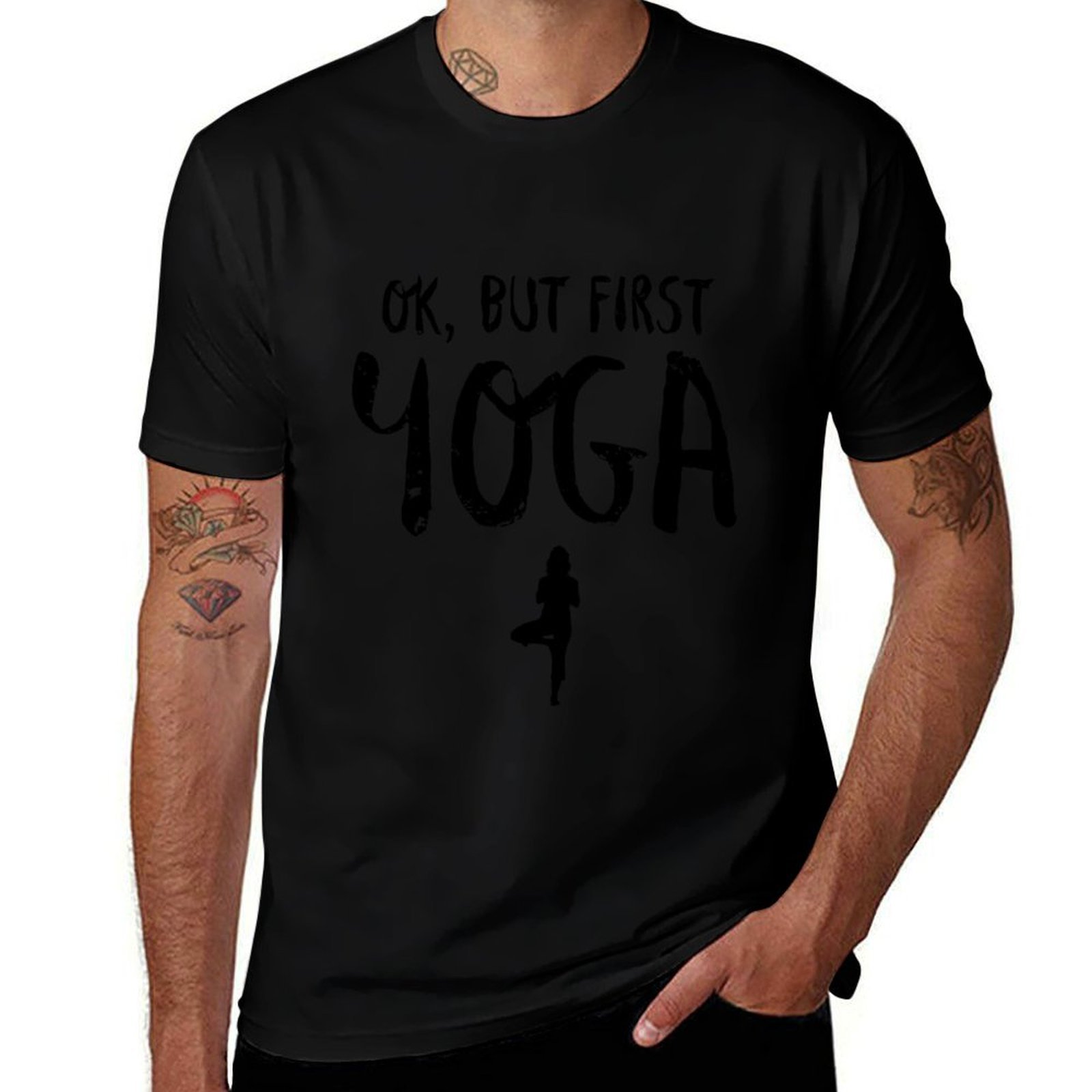 Yoga Fitness First - Camiseta Ok But First Yoga Funny