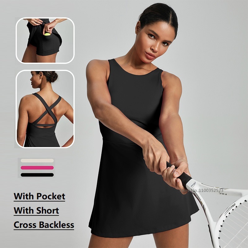 Yoga Fitness Dress - Vestido de tenis sin espalda para