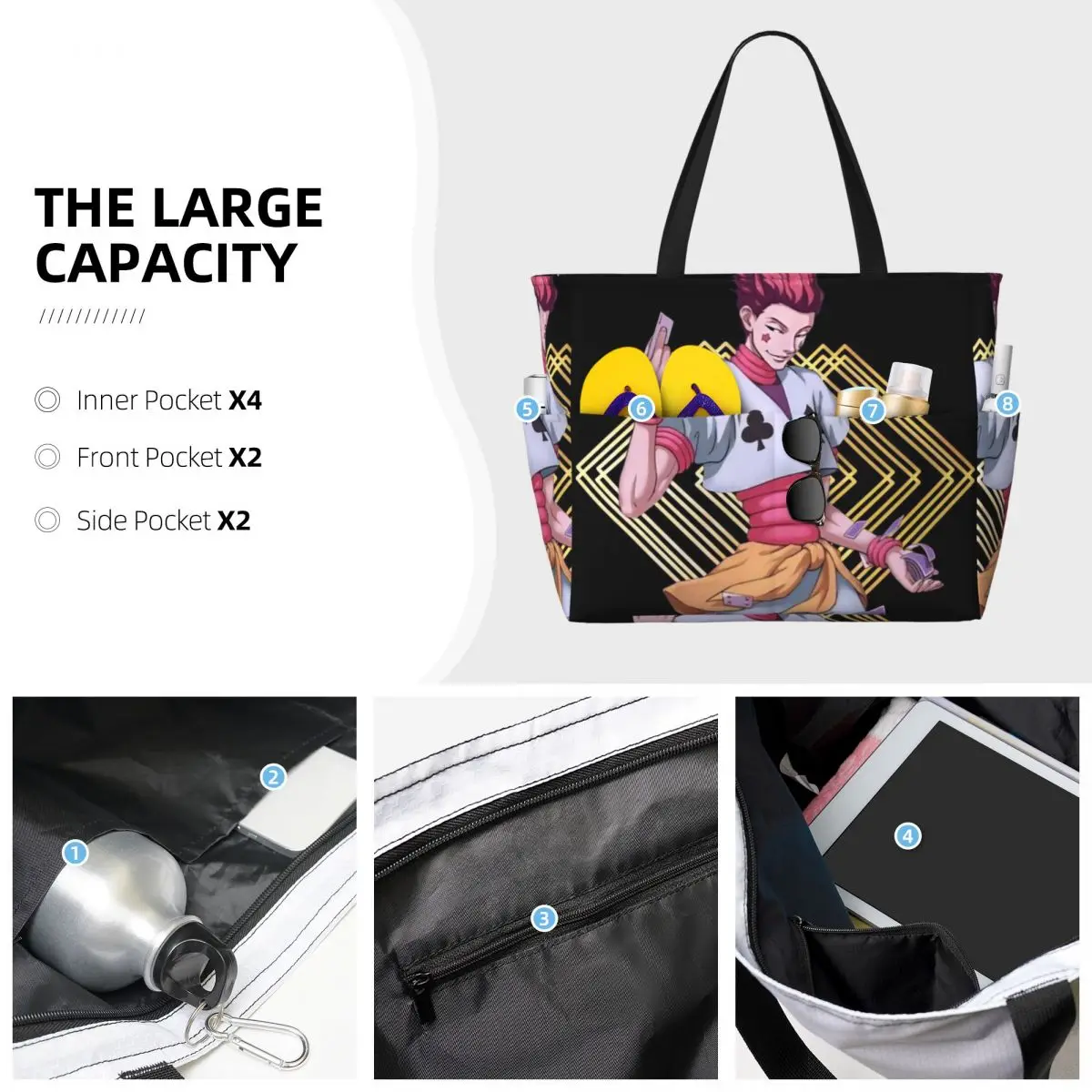 Bolsa de Playa Hisoka Anime Hu - Yoga Fitness Tote reseña y precio