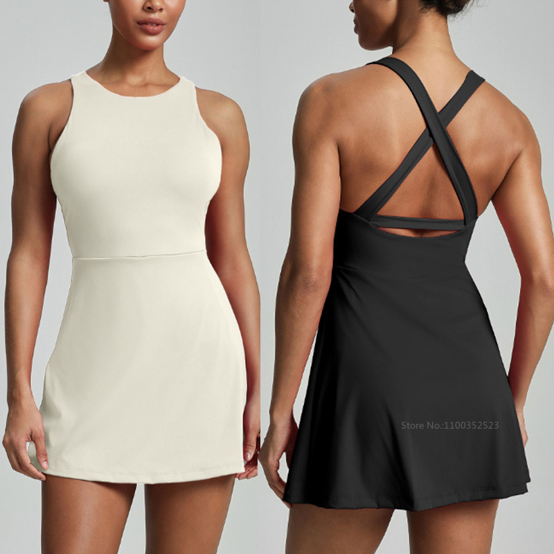 Vestido de tenis sin espalda p - Yoga Fitness Dress reseña y precio