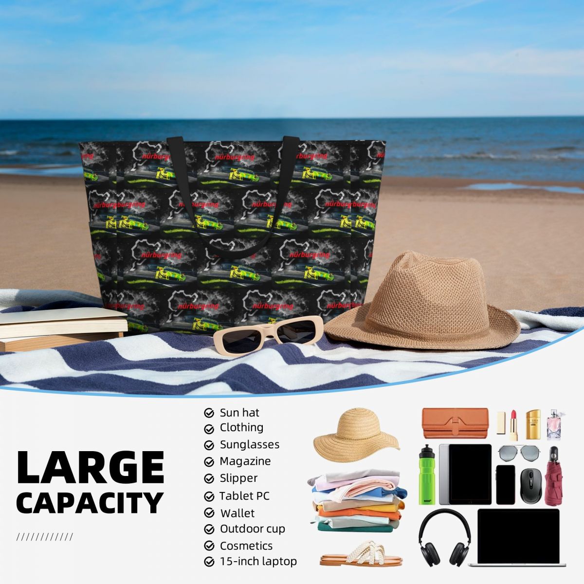 Bolso de playa con estampado N - Yoga Fitness Tote reseña y precio